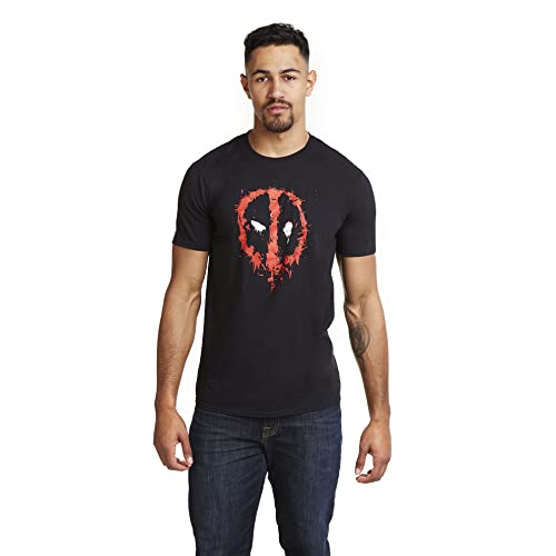 Marvel Deadpool Paint Logo Camiseta, Negro, L para Hombre
