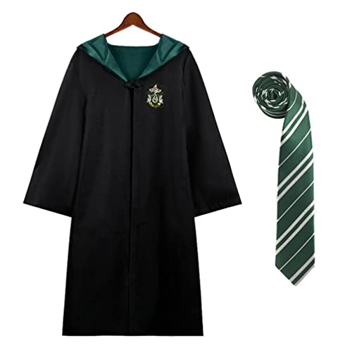 AYEUPZ Capa y corbata de mago, capa de Slytherin y corbata de Slytherin, túnica de mago, túnica de...