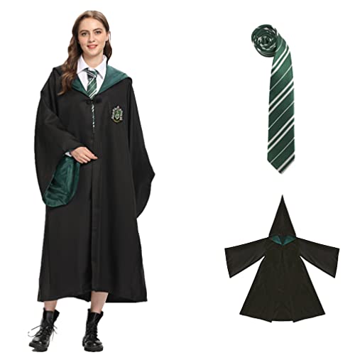 SUPRTOY Túnica de mago, uniforme de Slytherin, túnica de Slytherin, capa y corbata, túnica de...