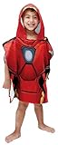 Marvel Avengers Iron Man - Poncho con capucha para niños, toalla de algodón súper suave y...