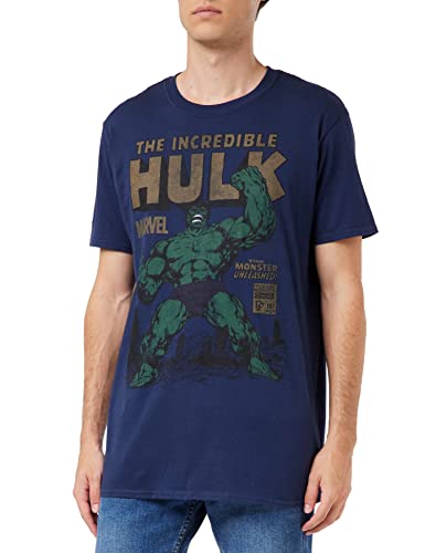 Marvel Hulk Rage Camiseta, Azul (Navy Navy), Large (Talla del Fabricante: Large) para Hombre