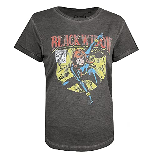 Marvel Viuda Negra Camiseta, Gris Oscuro, 38 para Mujer