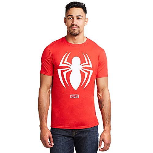 Marvel Spiderman Logo Camiseta, Cherry Red, Large para Hombre