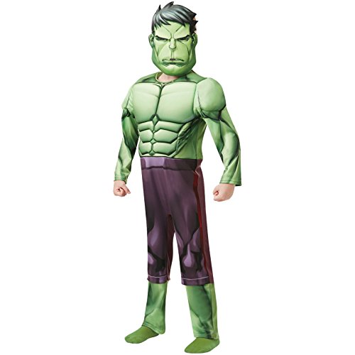 Rubies Disfraz Hulk Deluxe con pecho musculoso y máscara. Disfraz Oficial Hulk Marvel para...