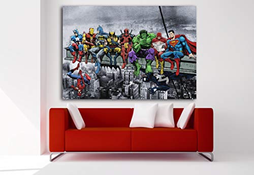Cuadro Lienzo Superhéroes Marvel Avengers Desayuno Manhattan - Lienzo de Tela Bastidor de Madera de...