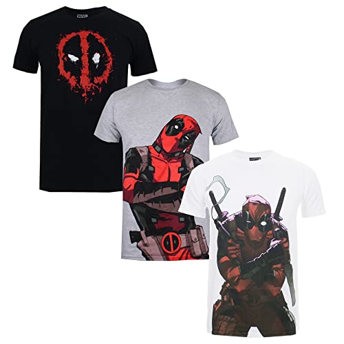 Marvel Deadpool Pack a Camiseta, Multicolor, L 3 para Hombre