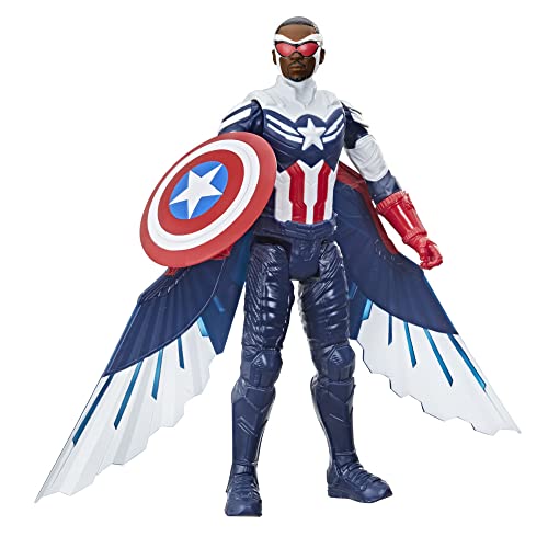 Avengers Marvel Studios Titan Hero Series - Figura de 30 cm del Capitán América - Incluye alas -...