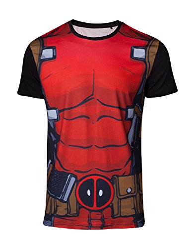 Bioworld EU Marvel Comics Deadpool Men's Suit Sublimation T-Shirt Camiseta, Rojo (Red Red), M para...