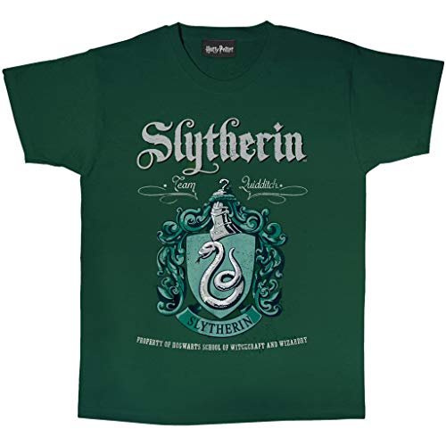 Popgear Harry Potter Crest-Camiseta Familiar Moda, Slytherin para Hombre, L para Niños