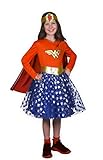 Wonder Woman Fashion disfraz niña original DC Comics (Talla 5-7 años) con falda de tul