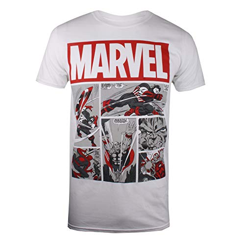 Marvel Heroes Comics Camiseta, Blanco (White White), X-Large para Hombre
