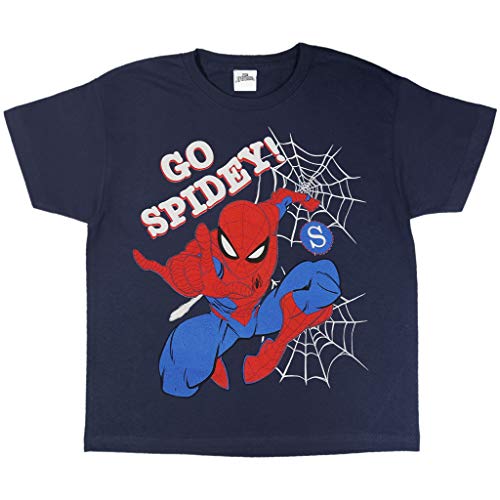 Popgear, Camiseta Spiderman para Niño, T-Shirt Spiderman Oficial, 2-13 Años, Color Blanco