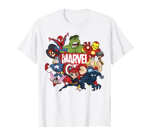 Marvel Avengers Cartoon Action Collage Group Shot Camiseta