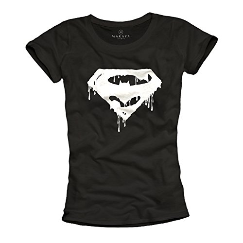 MAKAYA Camiseta Superheroes Mujer Negra L