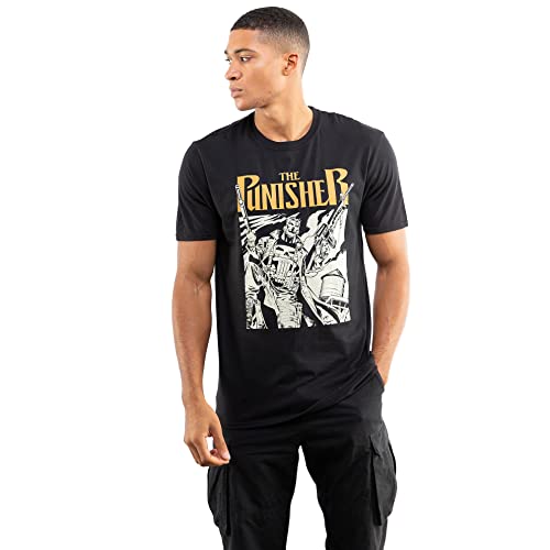 Marvel Punisher Dual Camiseta, Negro, XXL para Hombre