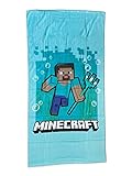 Toalla de playa Minecraft grande 70 x 140 cm 100% algodón modelo Steve Tridente. Toalla de piscina...