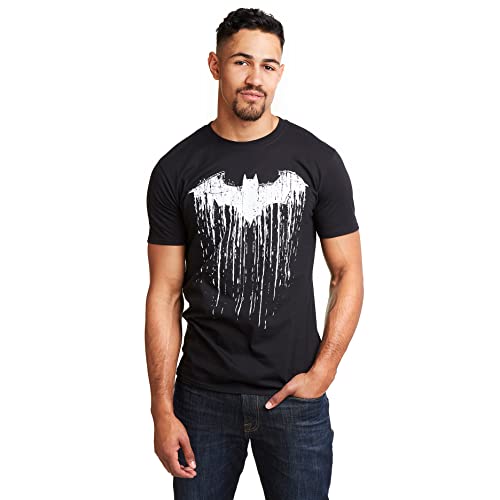 DC Comics Pintura de Batman Camiseta-Camisa, Black (Black Blk), L para Hombre