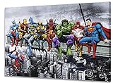 Dan Avenell Marvel & DC Superheroes Lunch Atop A Skyscraper: lienzo montado (58 x 86 pulgadas) del...
