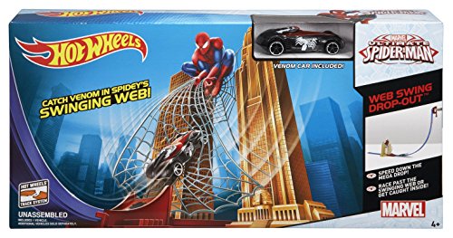 Coches Hot Wheels con Figura de Spiderman de Marvel  Pista de Ultimate Spiderman con Telaraa con el...