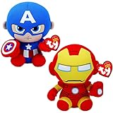 Ty Toys Marvel Capitán América & Iron Man Avengers - Paquete múltiple de 8 Pulgadas (Regular)...