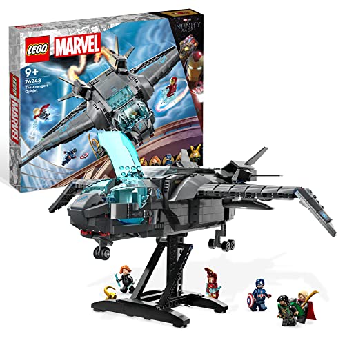 LEGO 76248 Marvel Quinjet de los Vengadores, Avión de Juguete para Construir, Mini Figuras de Viuda...