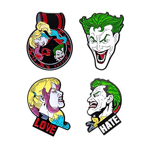 DC Comics Juego de pines de solapa unisex para adultos y Harley Quinn (4 piezas), multicolor, talla...