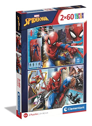 Clementoni - 2 Puzzles infantiles de 60 piezas SpiderMan, puzzle infantil superhéroes a partir de 5...