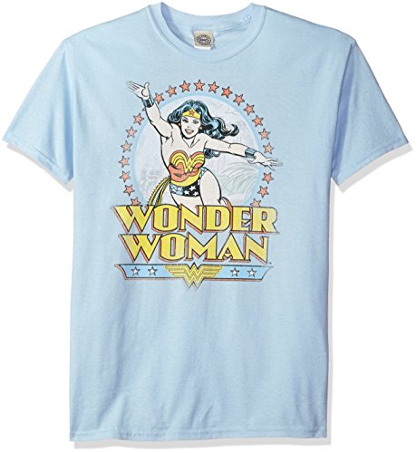 DC Comics Playera de manga corta para hombre Wonder Woman Paradise azul claro, 2XL