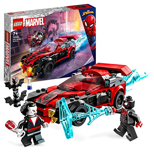 LEGO 76244 Marvel Miles Morales vs. Morbius, Juguete de Spider-Man para Construir, Coche de...