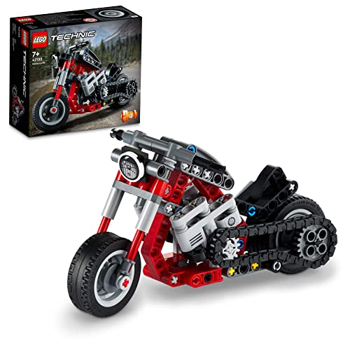 LEGO 42132 Technic Moto, Set de Construcción 2en1, Maqueta Motocicleta o Chopper, Juguete para...