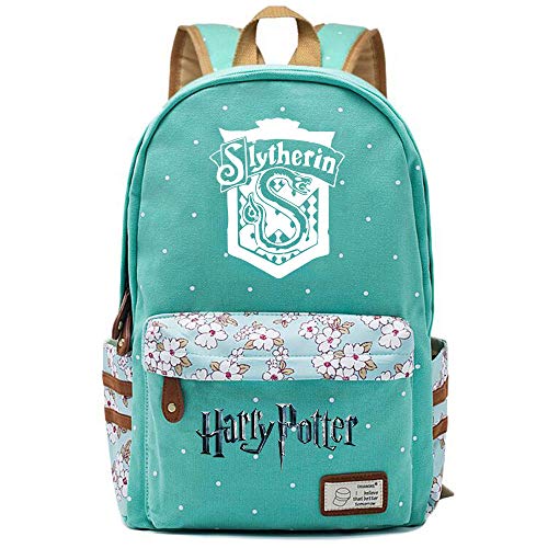 NYLY Mochila Floral Harry Potter Mochila Slytherin,Teen Boys Girls Fashion School Bag Bolso para...