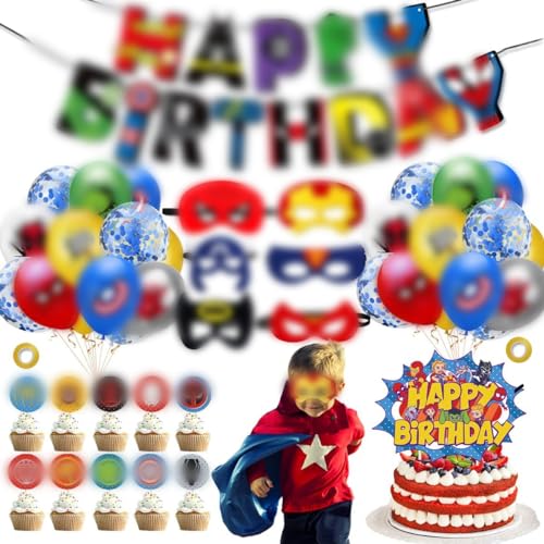 Set de 39 Kit de Decoraciones de Cumpleaños de Superhéroes ,Globos de Superhéroe ,Globos de...
