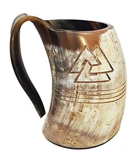 Bull Horn Odin Mug Natural Drinking Horn 8 pulgadas Con grabado Tankard horn Taza para cerveza...