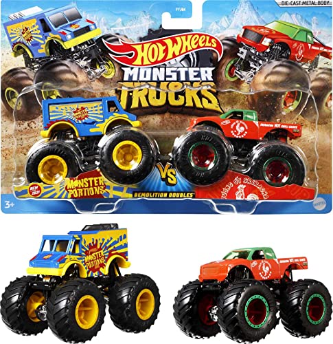 Hot Wheels Monster Truck coches de juguetes duetos de demolición 1:64, modelos surtidos (Mattel...