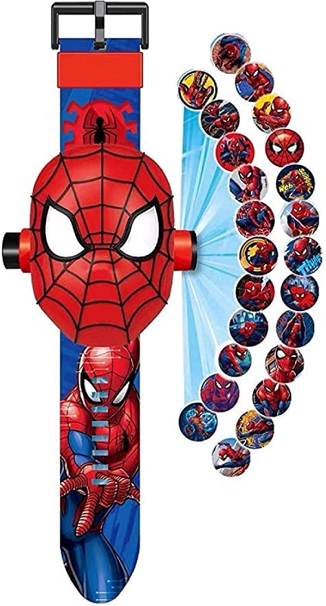 Reloj Spiderman proyector de 24 figuras superhéroes, electrónico para niño, proyección,...