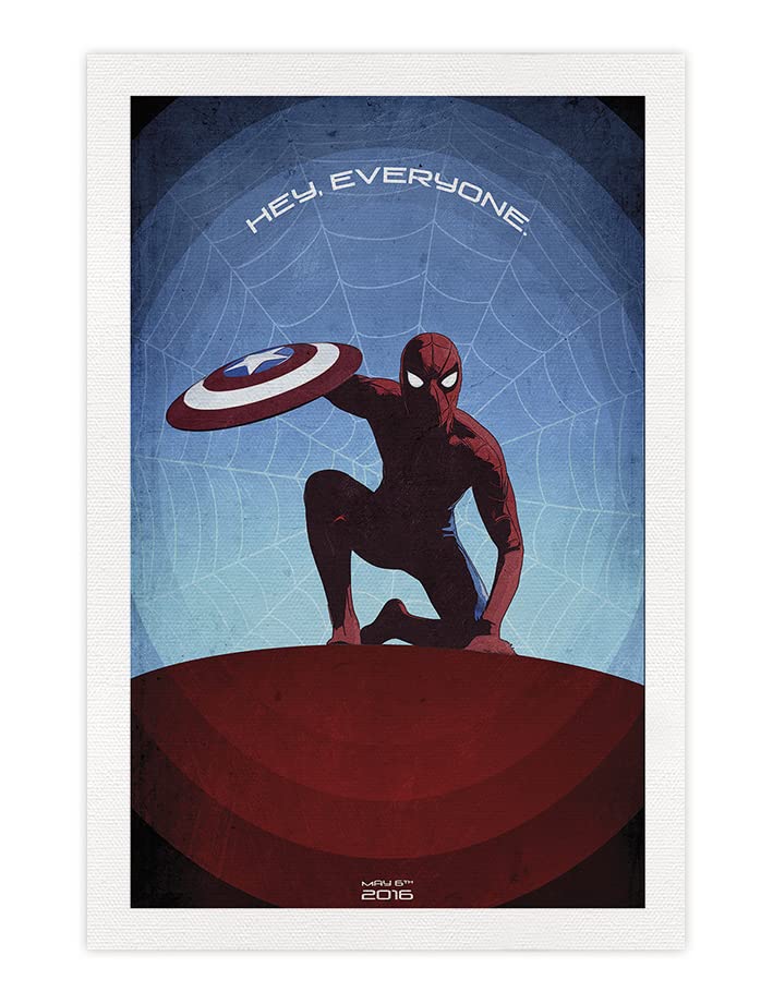DRIMDECO | Lámina Decorativa Marvel | Ilustración de Spiderman con Escudo de Capitán América Hey...
