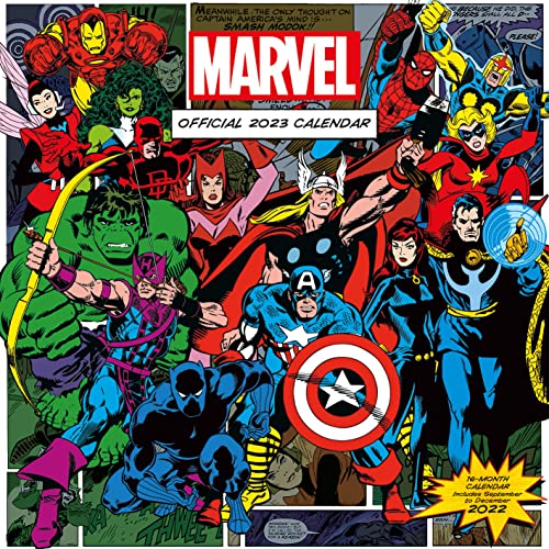 Calendario de cómics de Marvel 2023 – Agenda mensual a vista de 30 cm x 30 cm, producto oficial