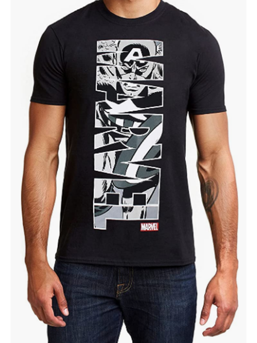 Letras Marvel Capitán América Camiseta para Hombre