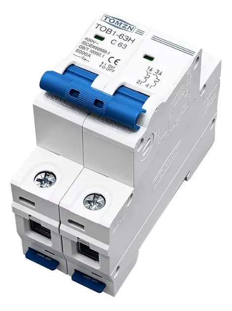Interruptor Termomagnético Riel DIN 2 Polos Tomzn (TOB1-63H C25) - Imagen 3